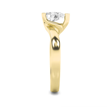 Gold Pear Solitaire Diamond Ring