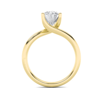 Gold Oval Cut Solitaire Diamond Ring for Anniversary 