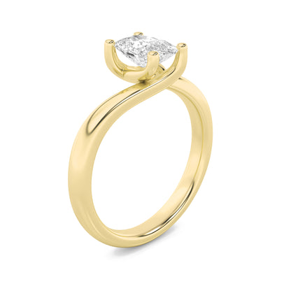 Gold Cushion Cut Solitaire Diamond Ring