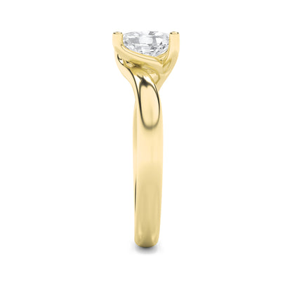 Gold Cushion Cut Solitaire Diamond Ring