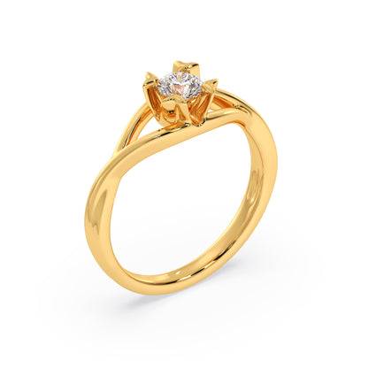 Gold Minimal Solitaire Diamond Ring