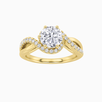 Gold Eternity Round Cut Halo Solitaire Diamond Ring