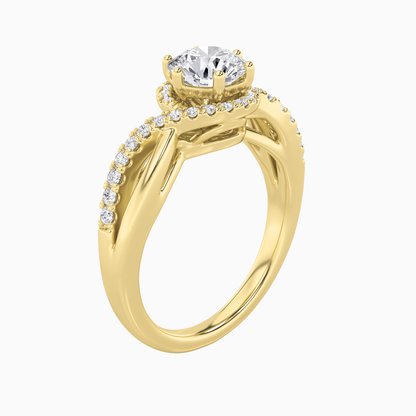 Gold Eternity Round Cut Halo Solitaire Diamond Ring