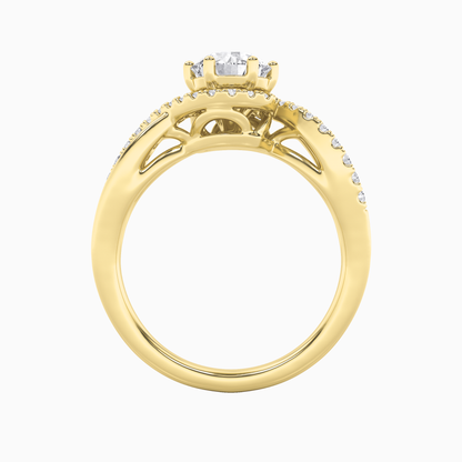 Gold Eternity Round Cut Halo Solitaire Diamond Ring