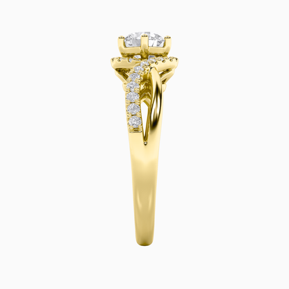 Gold Eternity Round Cut Halo Solitaire Diamond Ring