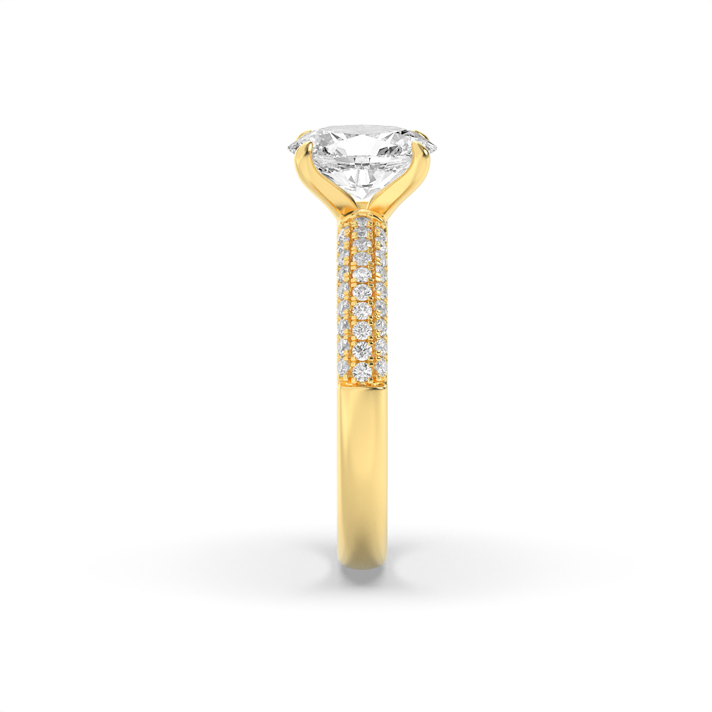 Gold Oval Solitaire Diamond Ring with a diamond accent