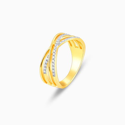 Gold Crossed Eternity Diamond Ring