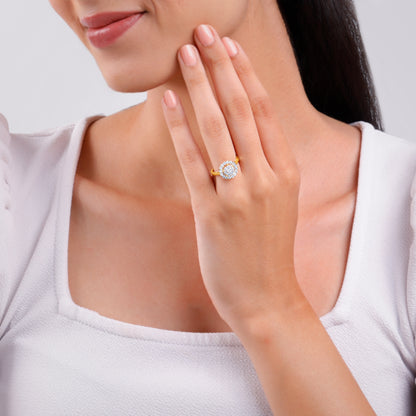 Gold Aurora Halo Lab Grown Diamond Ring