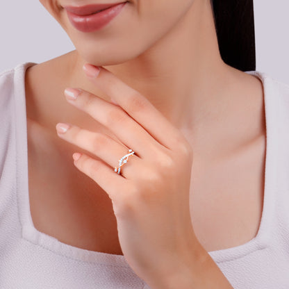 Rose Gold Wavy Lab Grown Diamond Ring