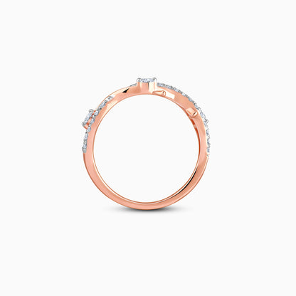 Rose Gold Wavy Lab Grown Diamond Ring