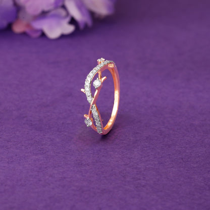 Rose Gold Wavy Lab Grown Diamond Ring