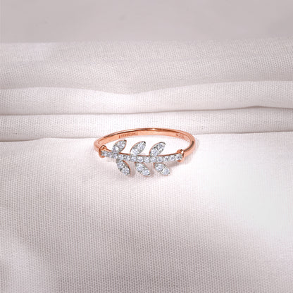 Rose Gold Leafline Lab Grown Dimond Ring