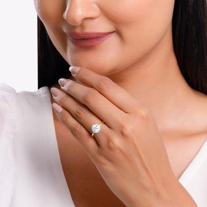 Gold Audrey Halo Salitaire Lab Grown Diamond Ring