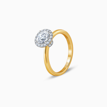 Gold Audrey Halo Salitaire Lab Grown Diamond Ring