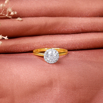 Gold Audrey Halo Salitaire Lab Grown Diamond Ring