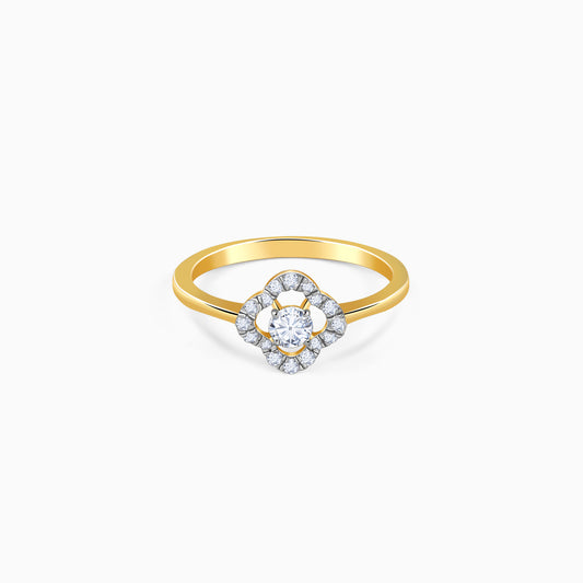 Gold Gilded Quatrefoil Lab Grown Diamond Ring