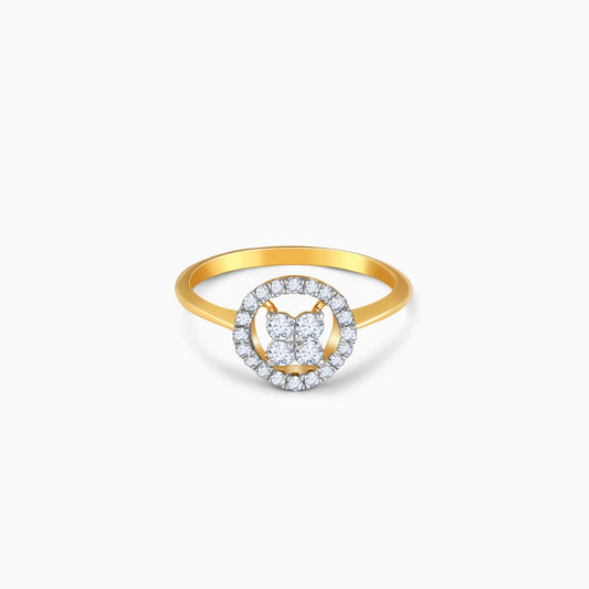 Gold Plumeria Halo Lab Grown Diamond Ring