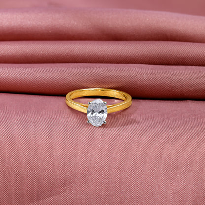 Gold Oval Cut Solitaire Lab Grown Diamond Ring