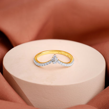 Gold Scallop Shine Lab Grown Diamond Ring