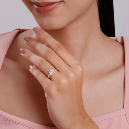 Gold Princess-cut Solitaire Lab Grown Diamond Ring