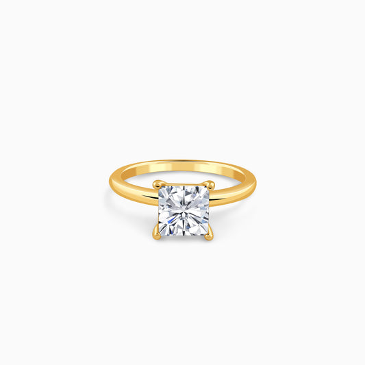 Gold Princess Cut Solitaire Lab Grown Diamond Ring