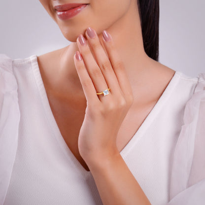 Gold Princess Cut Solitaire Lab Grown Diamond Ring