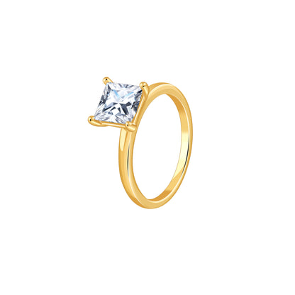 Gold Princess Cut Solitaire Lab Grown Diamond Ring