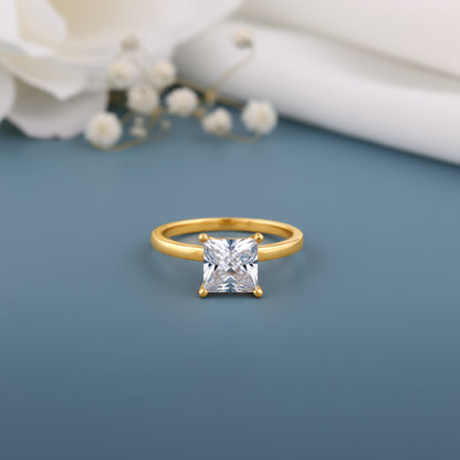 Gold Princess Cut Solitaire Lab Grown Diamond Ring