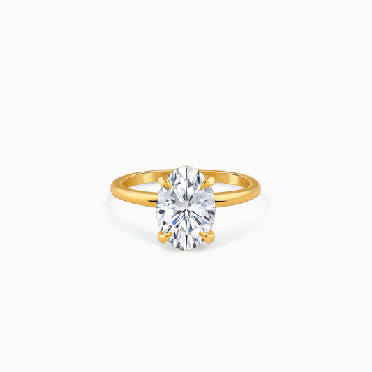Gold Oval Cut Solitaire Lab Grown Diamond Ring