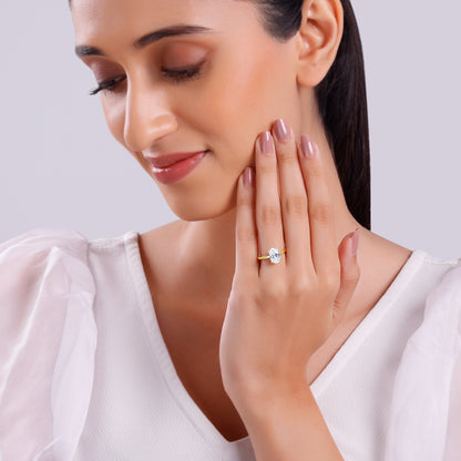 Gold Oval Cut Solitaire Lab Grown Diamond Ring