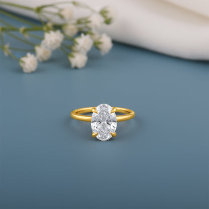 Gold Oval Cut Solitaire Lab Grown Diamond Ring