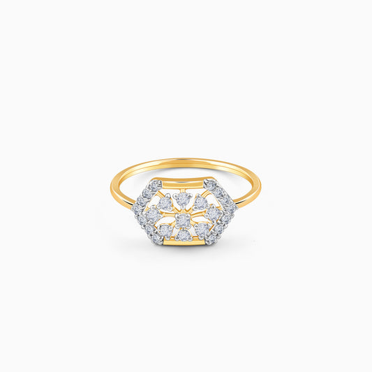 Gold Hexagonaria Lab Grown Diamond Ring