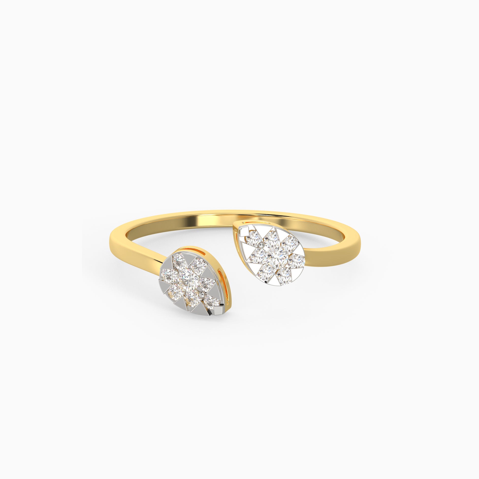 Gold Graceful Leaf Diamond Ring – Heer by GIVA