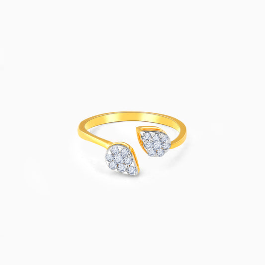 Gold Graceful Leaf Diamond Ring