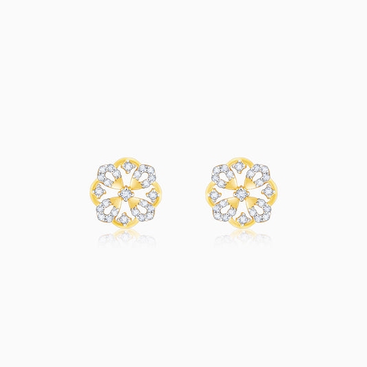 Gold Mesmerising Flower Diamond Earrings