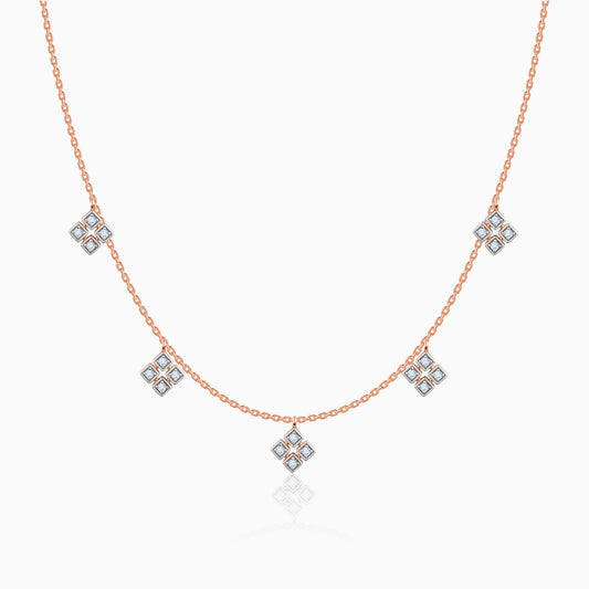 Rose Gold Geometric Lab Grown Diamond Necklace