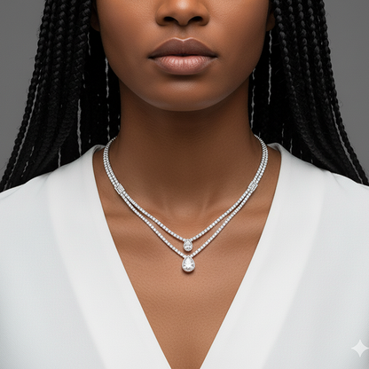 Anushka Sharma Silver Layered Drop necklace