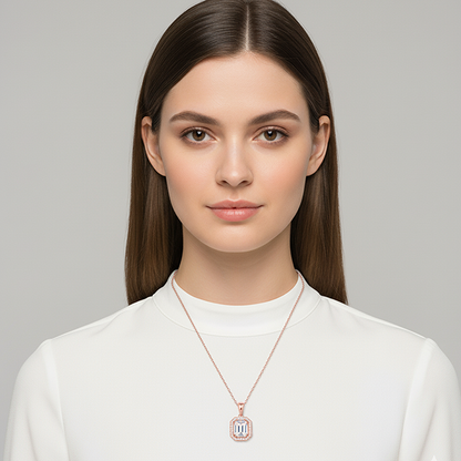 Rose Gold Mystique Romance Pendant With Link Chain