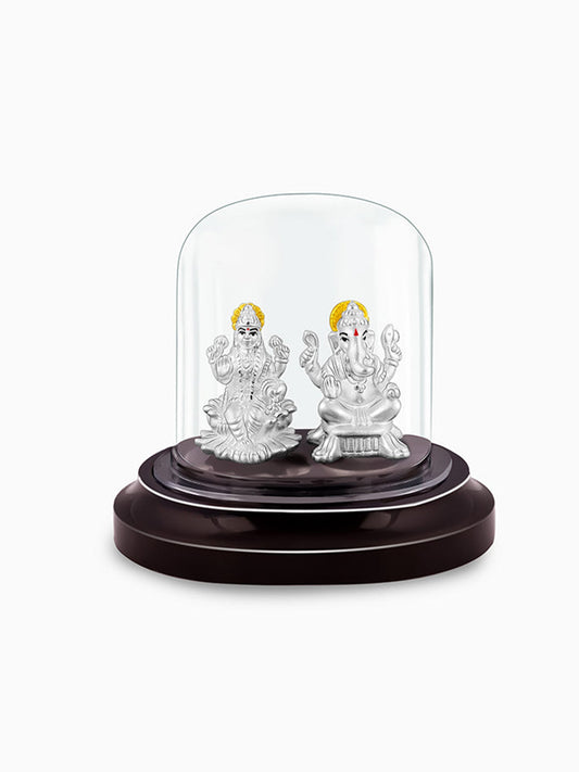 Silver Ganesh Lakshmi Idol
