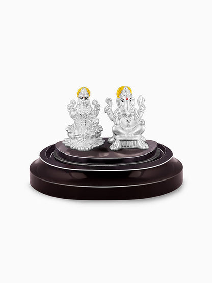 Silver Ganesh Lakshmi Idol