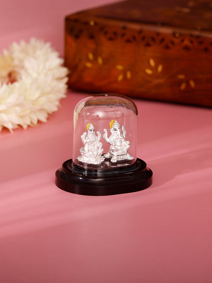 Silver Ganesh Lakshmi Idol