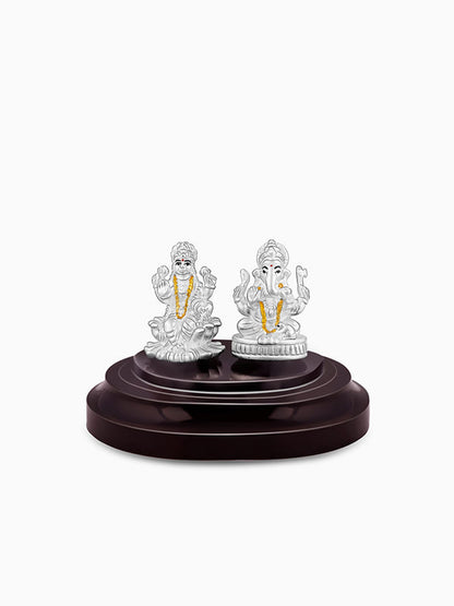Silver Lakshmi and Ganesha Idol