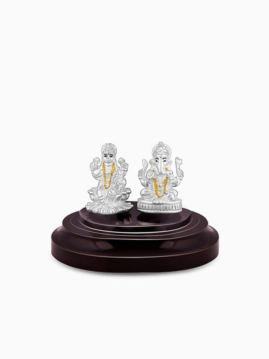 Silver Lakshmi and Ganesha Idol