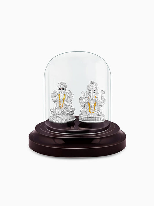 Silver Lakshmi and Ganesha Idol