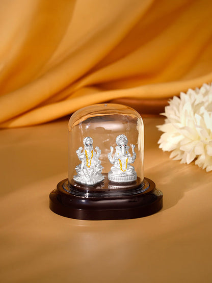 Silver Lakshmi and Ganesha Idol