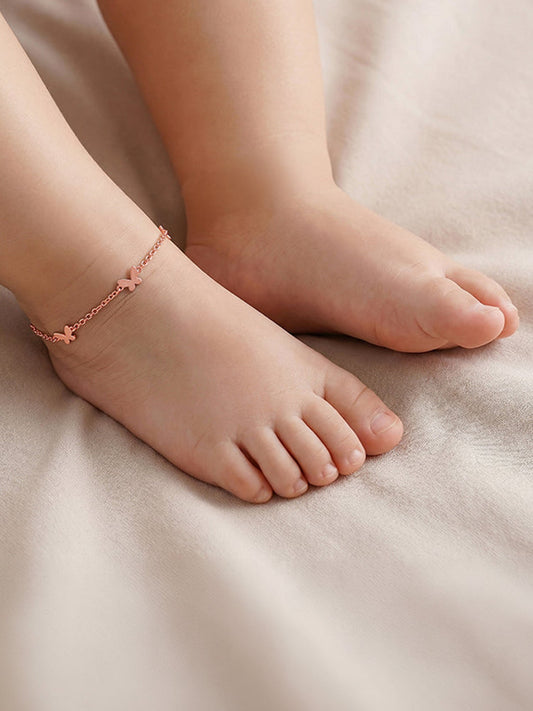 Rose Gold Flutter Glow Kids Anklet (0 - 1 Years)