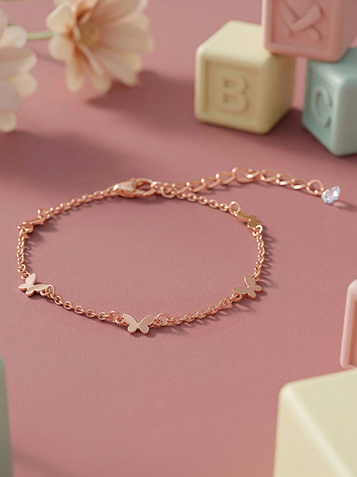 Rose Gold Flutter Glow Kids Anklet (1 - 5 Years)