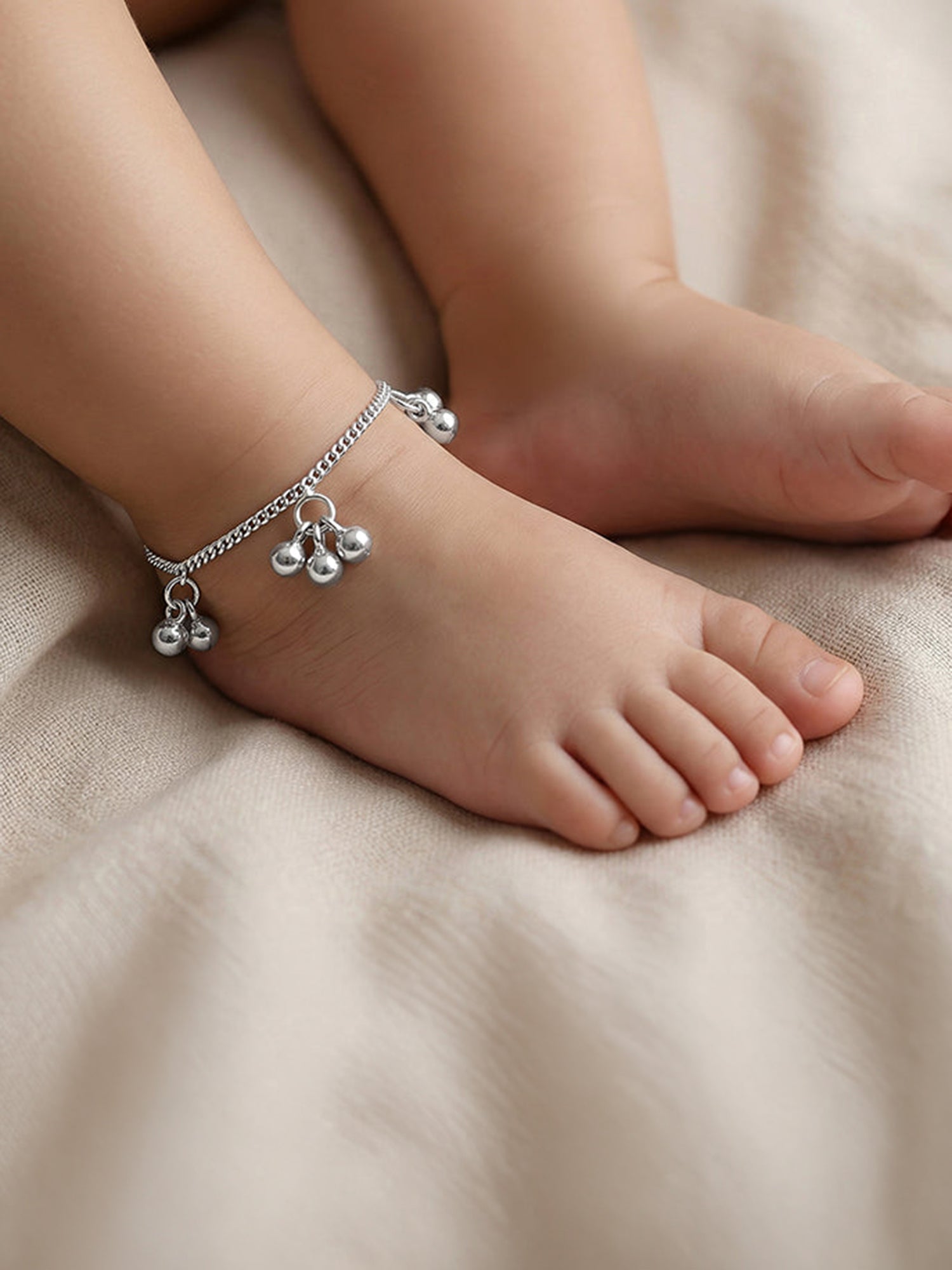 Silver Cute Orb Kids Anklet (0 - 1 Years)