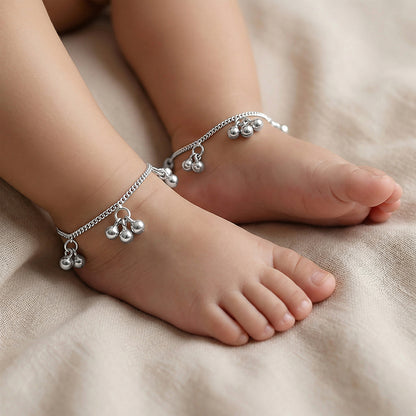 Silver Cute Orb Kids Anklets (0 - 1 Years)