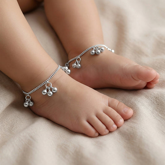 Silver Cute Orb Kids Anklets (0 - 1 Years)